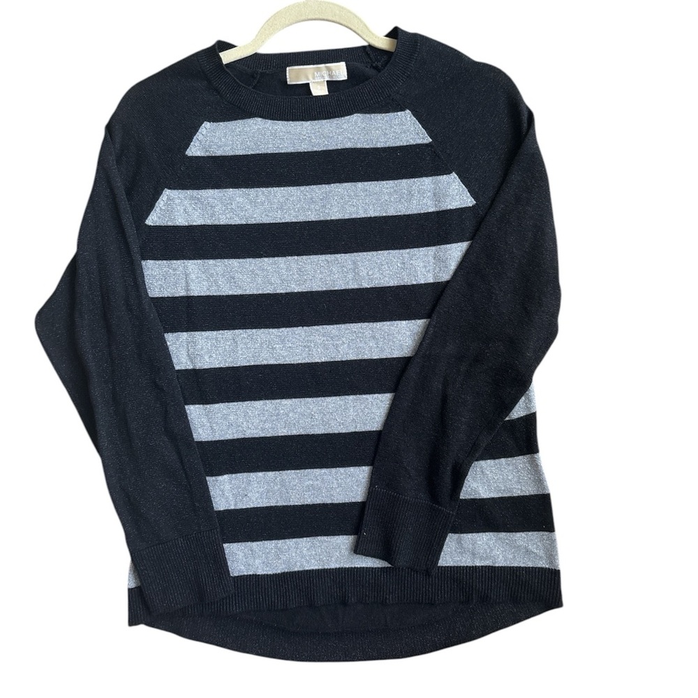 Michael Kors lightweight striped metallic gray/black sweater